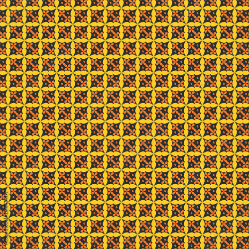 Seamless geometric pattern with intricate square grid and yellow accents