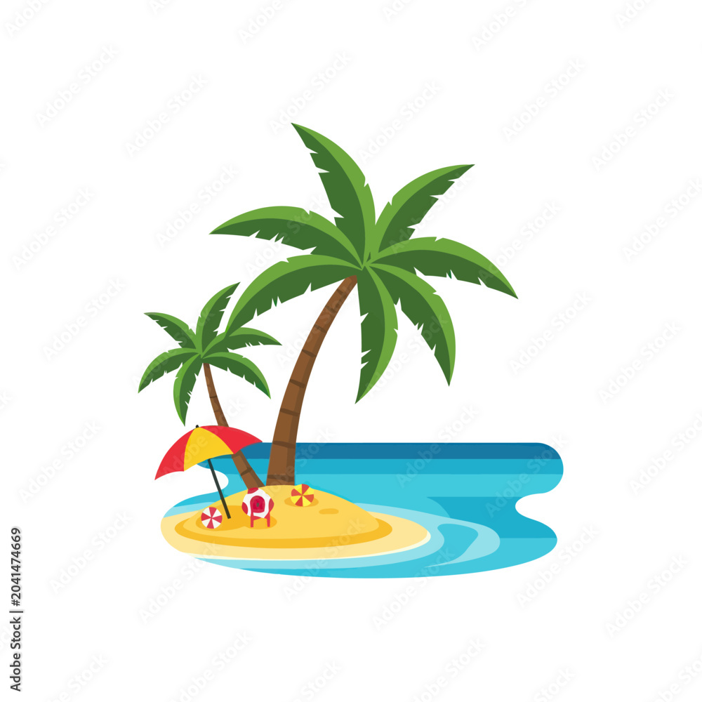 Fototapeta premium Palm trees on a small island.