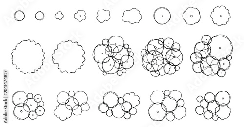 Photos Architectural tree plan symbols, hand drawn landscape design elements, set of 19