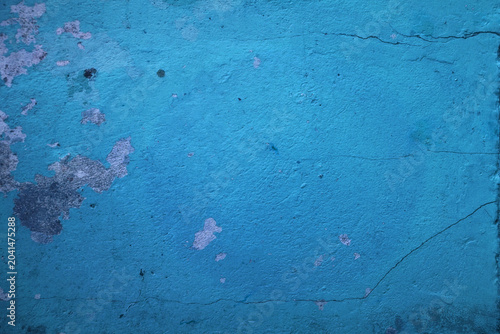 blue cement concrete wall, old grunge crack texture, rustic surface, vintage rural architecture , paint background