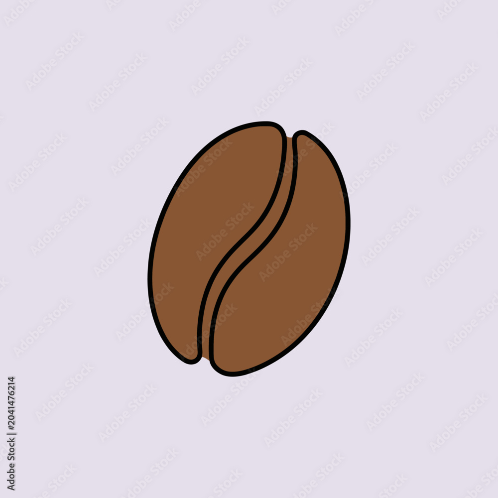 Fototapeta premium A single roasted coffee bean isolated on a light background