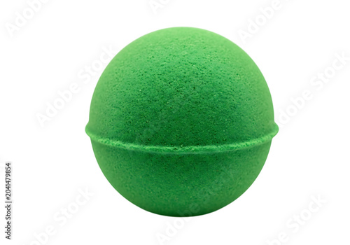 A single round green bath bomb for spa and relaxation