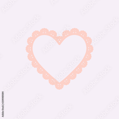 A soft pink heart shape with a delicate lace border design
