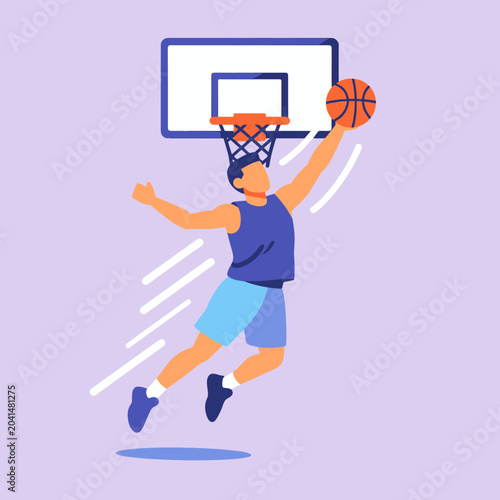 A person is playing basketball, about to score a point in the game