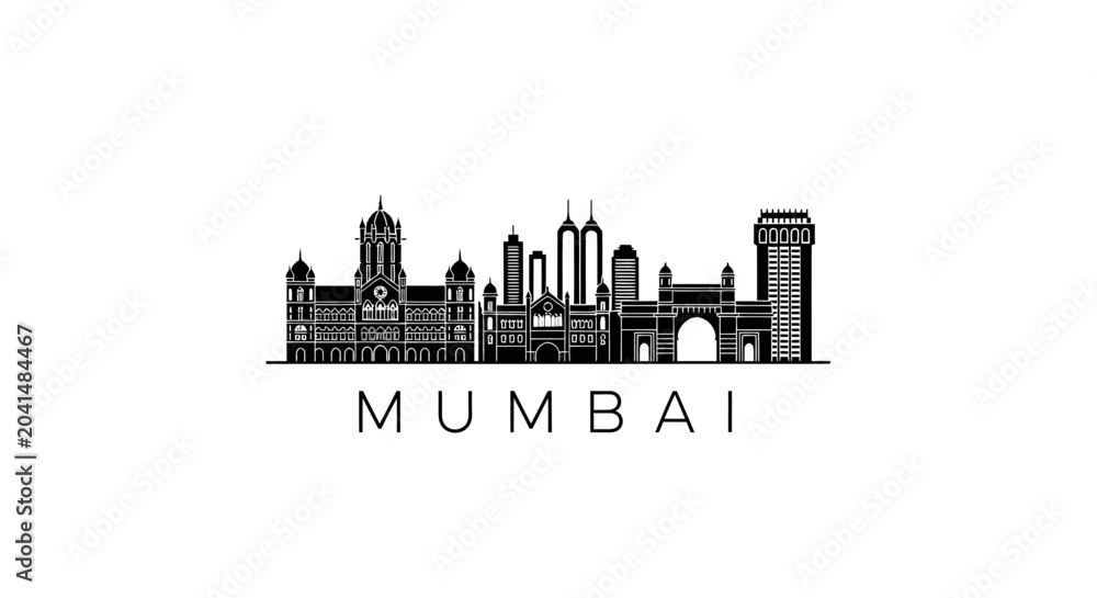 Obraz premium Mumbai Skyline Silhouette: Iconic Cityscape Design