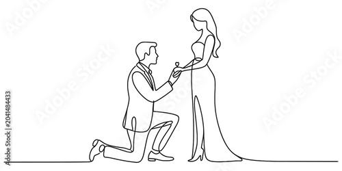 Fotografie Man proposing to woman continuous line drawing
