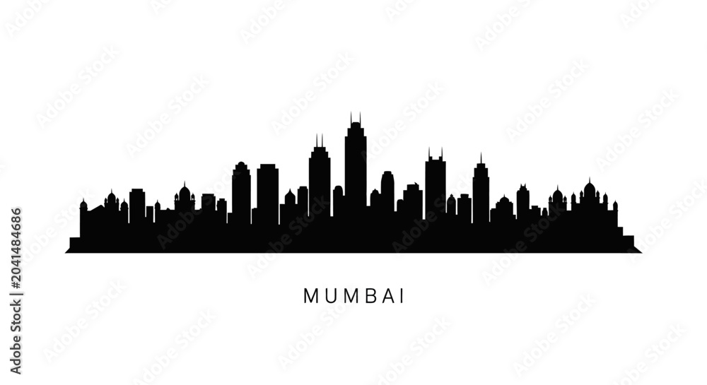 Fototapeta premium Mumbai Skyline Silhouette Vector Illustration