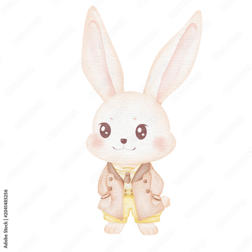 Obraz premium Cute bunny illustration in a coat