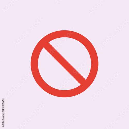 Tablou pe pânză A red prohibition sign on a light pink background, simple and clear