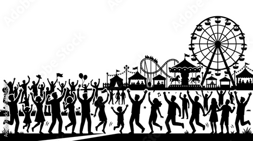 Фотография Silhouette of a lively fair with rides and festivities
