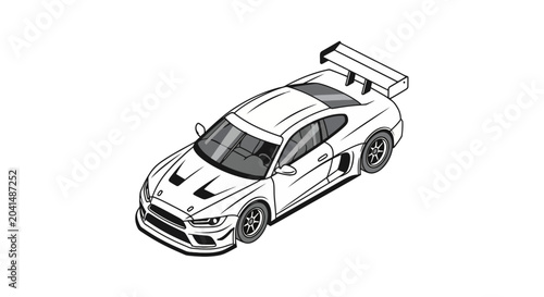 Foto Racing car line art with high rear wing