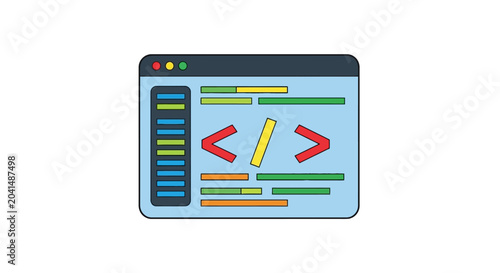 Foto Web developer browser window with colorful coding syntax
