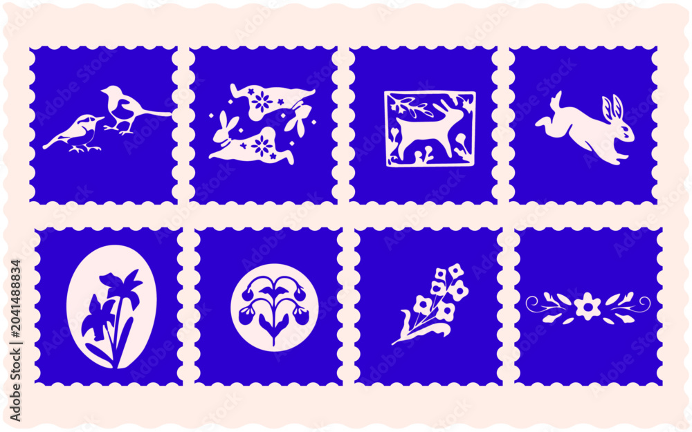Obraz premium Retro style print stickers bundle in classic 