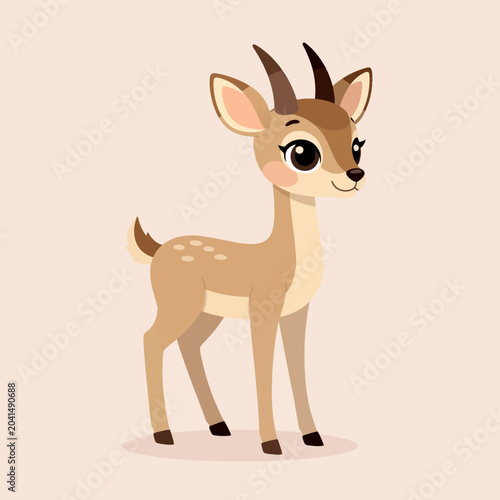 A cute cartoon animal gazes at the viewer with a gentle expression