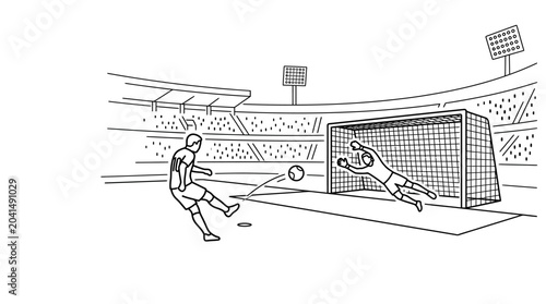 Bild auf Leinwand Soccer player taking a penalty kick in stadium