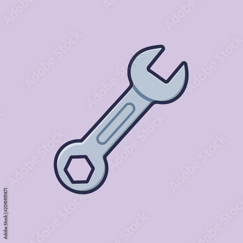 Valokuva A simple illustration of a metal wrench on a light background