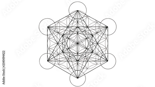 Tableau sur toile Sacred geometry Metatron's Cube vector, mystical flower of life mandala, esoteri