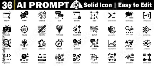 Fotografi AI prompt solid icons