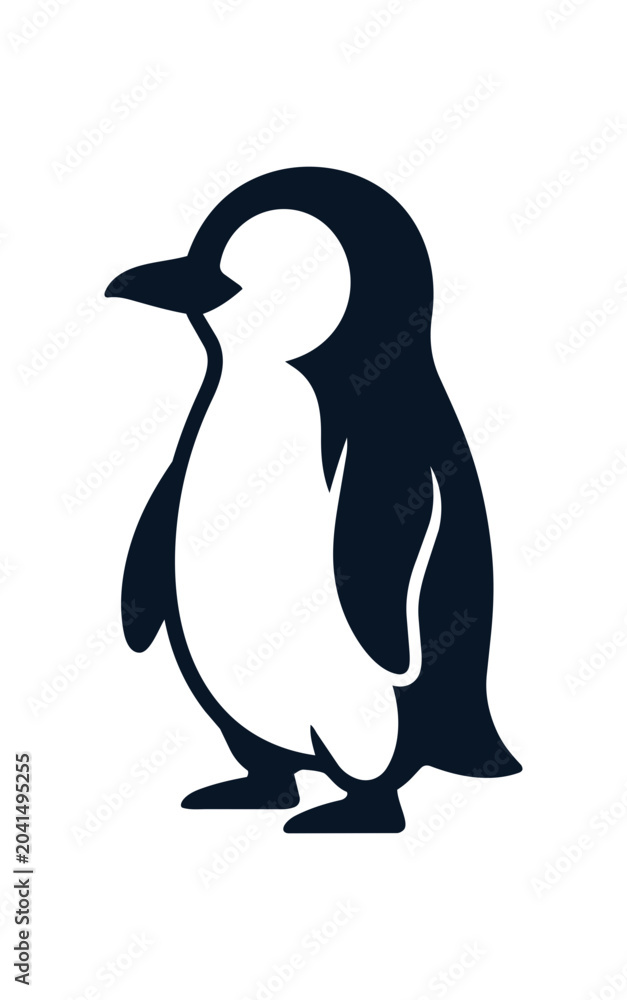Obraz premium Stylized Silhouette of a Penguin Standing Proudly.