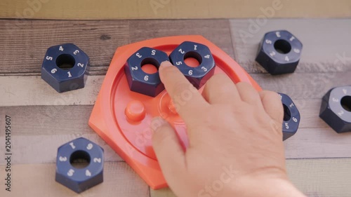 Hexagonal number puzzle, montessori interactive toy, brain training, mental exercise and logic, educational play activity, cognitive skill building, fine motor, number recognition, early learning