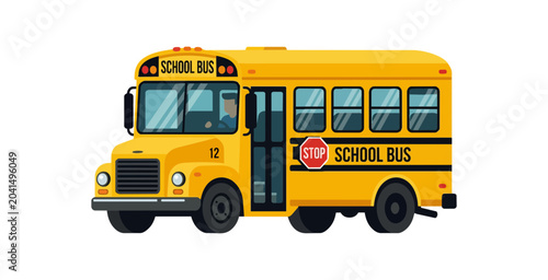 Classic Yellow School Bus Illustration.