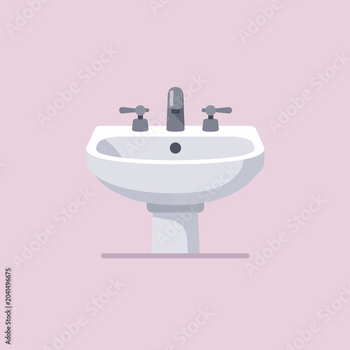 A clean white ceramic bathroom sink with a modern metal faucet
