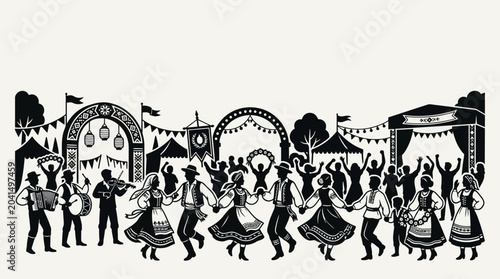 Bild auf Leinwand Traditional folk dance celebration at a vibrant festival