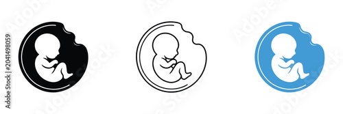 Fotografía Fetus in womb silhouette icon vector illustration symbolizing pregnancy newborn
