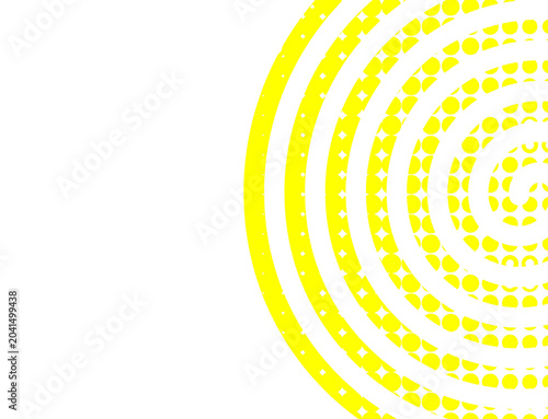 Yellow Concentric Circle Halftone Dot Pattern Abstract Graphic Background Vector