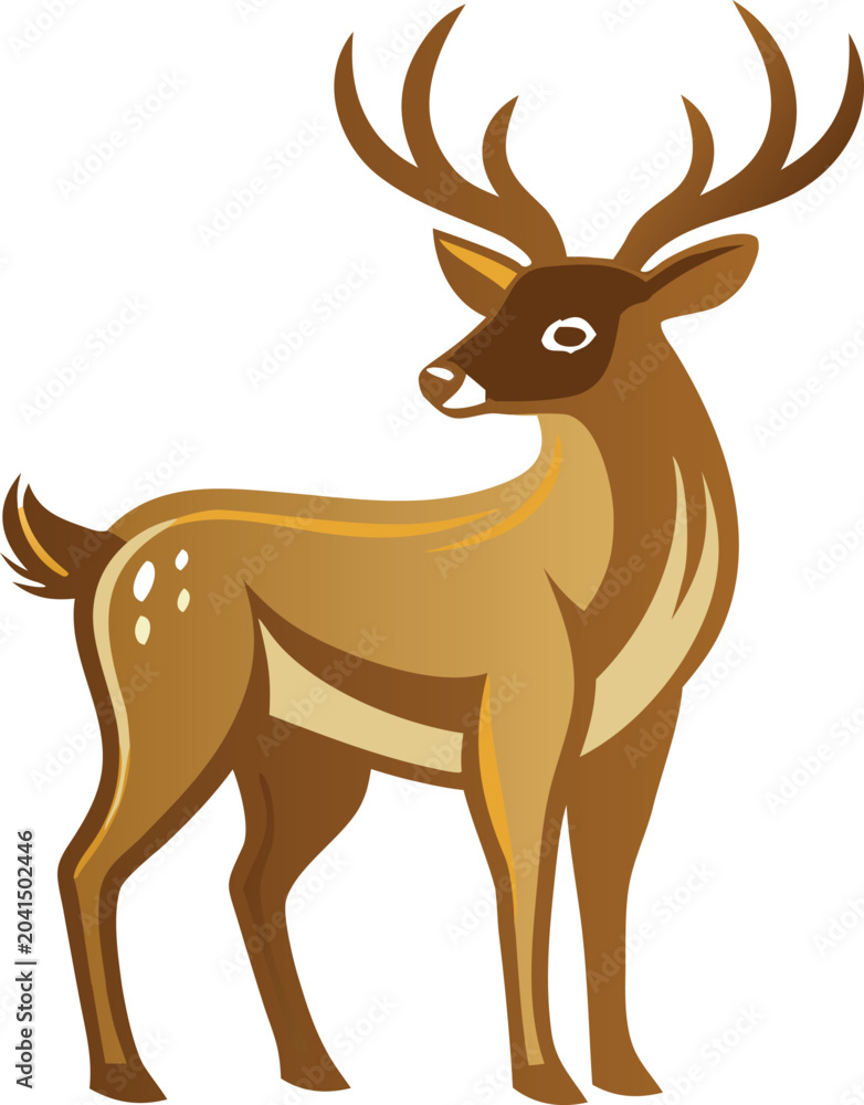 Fototapeta premium wild deer vector illustration with forest spots.