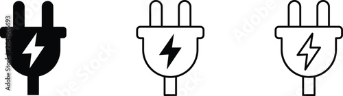 Photos Electric Power Plug Icon set vector art illustration for Electricity, Energy and Charging Symbol
