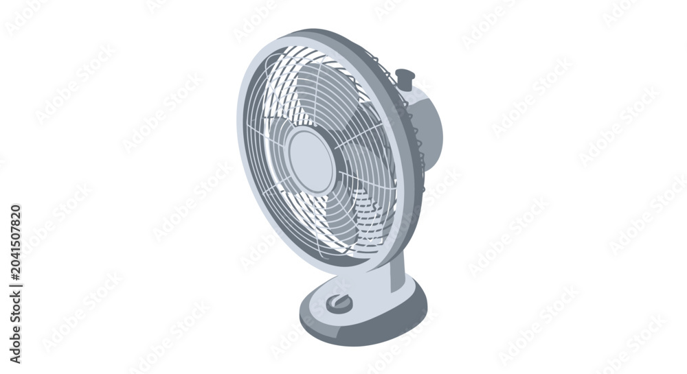Naklejka premium Isometric grey electric desk fan