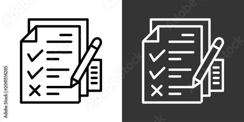 Test Black And White Multiple Style Icon Set Collection Pack Vector Illustration 