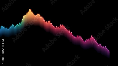 stock market chart down with plain black background