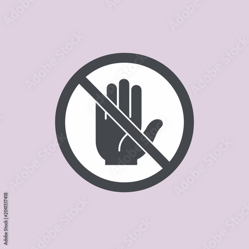 Billede på lærred A simple graphic of a hand with a prohibition symbol on a colored background