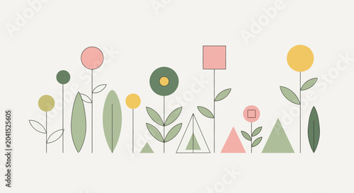 Colorful minimalist floral pattern design.