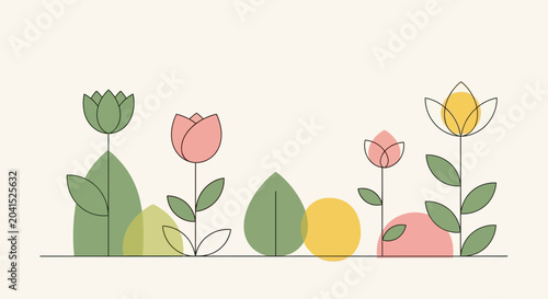 Colorful illustration of blooming flowers.