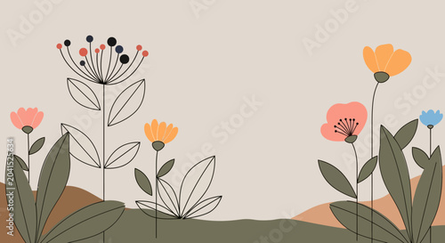 Colorful illustration of blooming flowers.