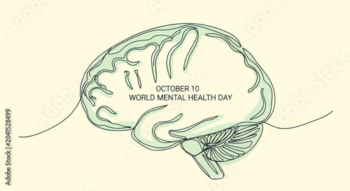 Foto World Mental Health Day Brain Illustration.