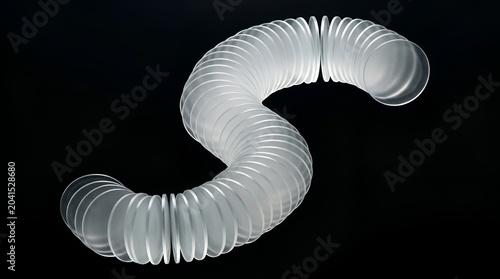 Translucent Flexible Accordion Tube Isolated on Black Background