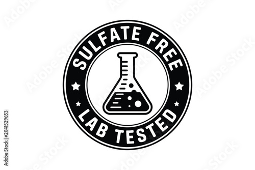 Photography sulfate free lab tested badge black and white beaker chemical