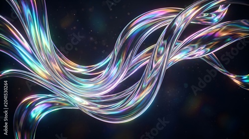 Iridescent Fluid Ribbons Abstract Background