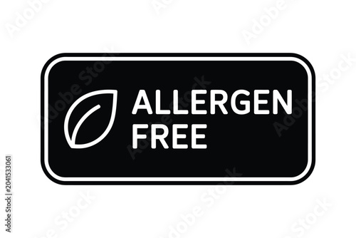 Фотография allergen free label with leaf icon black