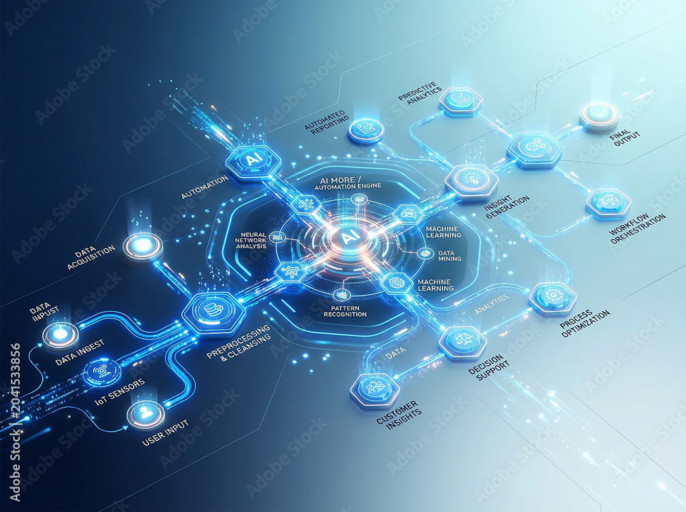 Obraz premium Artificial intelligence network digital data connection technology
