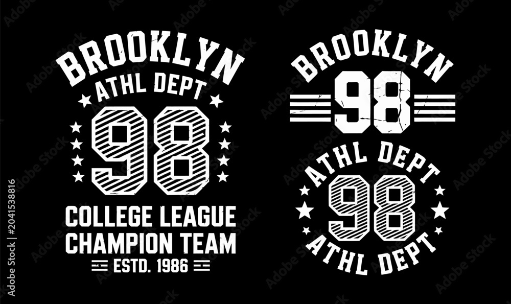 Fototapeta premium Vintage Brooklyn athletic typography emblem set for apparel print design