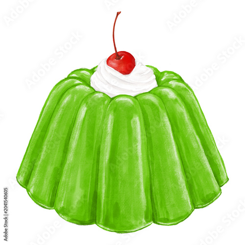 Canvas Print PNG Green jello pudding, dessert illustration, transparent background