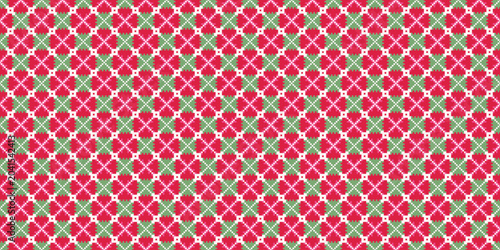 Pink and Green Pixel Floral Seamless Pattern Background