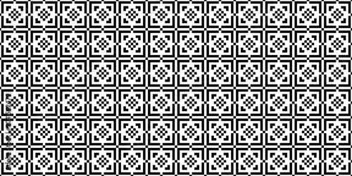 Black and White Geometric Pixel Seamless Pattern Background