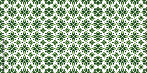 Green Floral Pixel Seamless Pattern Background