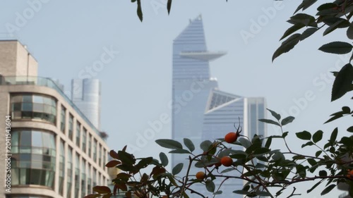 New York City Manhattan Midtown Hudson Yards district towers, United States. Urban skyscraper building architecture. Cityscape of 10 tenth avenue street from high line park. Hells Kitchen from Chelsea